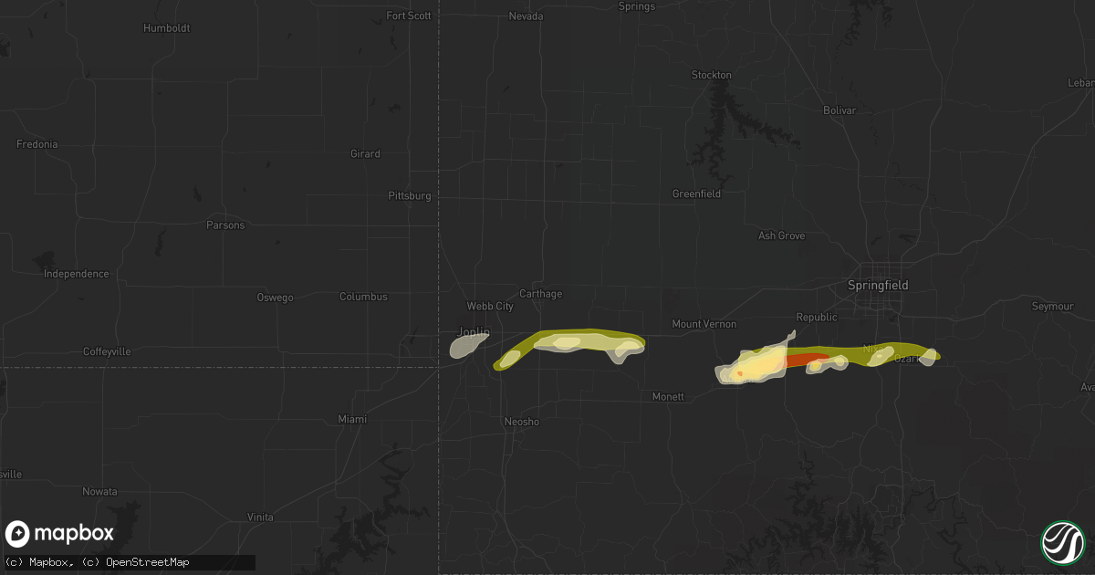Hail map in Carthage, MO on March 13, 2011
