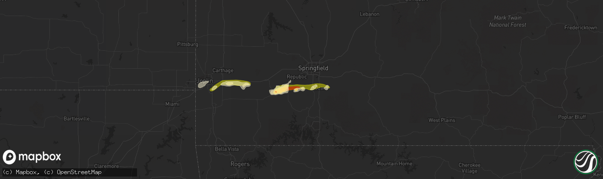 Hail map in Clever, MO on March 13, 2011