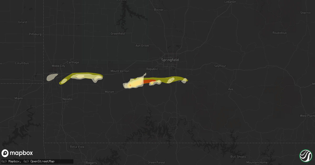Hail map in Clever, MO on March 13, 2011