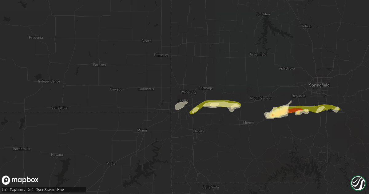 Hail map in Joplin, MO on March 13, 2011