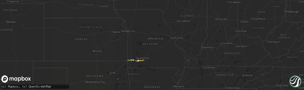 Hail map in Missouri on March 13, 2011