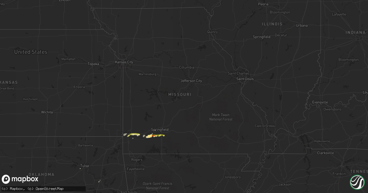 Hail map in Missouri on March 13, 2011