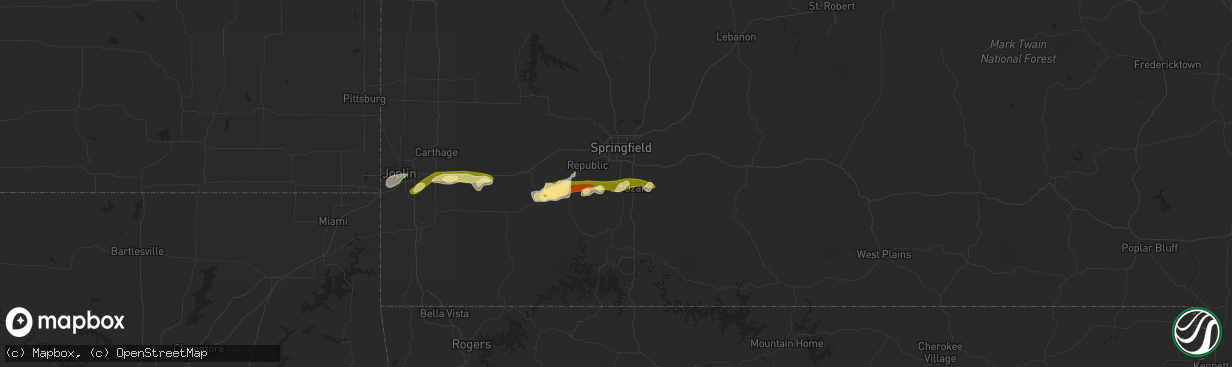 Hail map in Nixa, MO on March 13, 2011