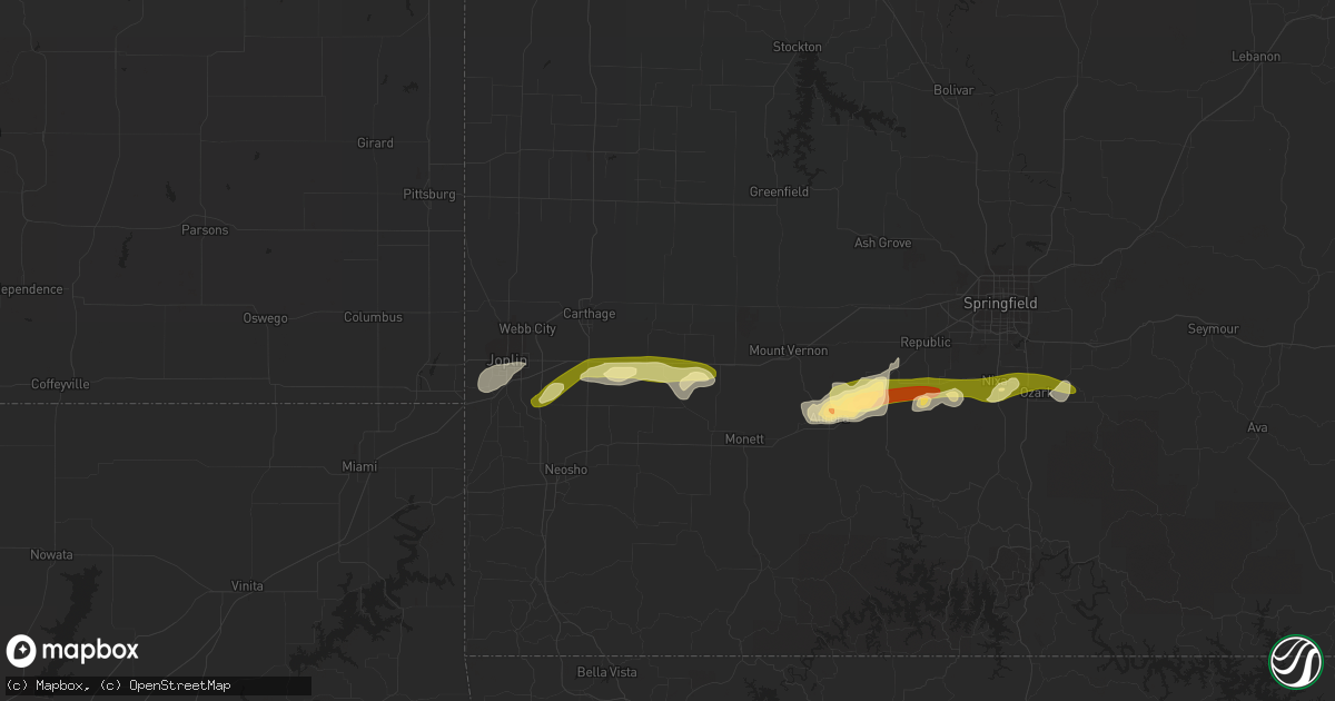 Hail map in Sarcoxie, MO on March 13, 2011
