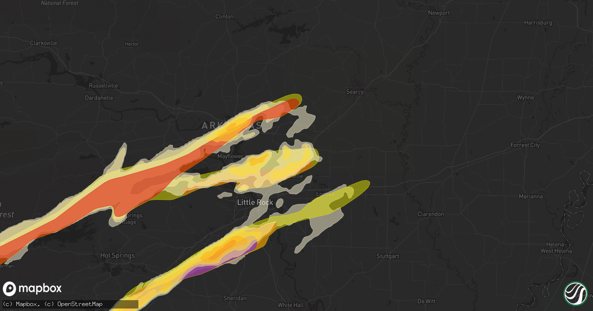 Hail map in Cabot, AR on March 13, 2016