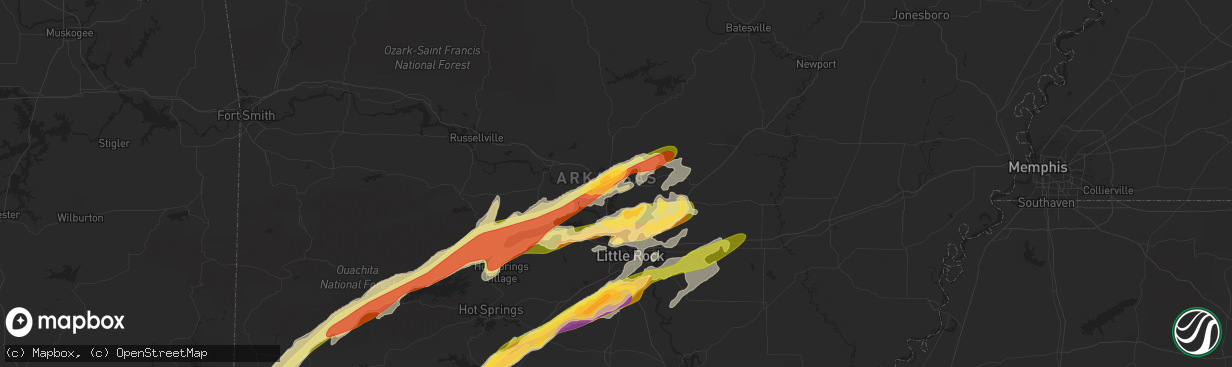 Hail map in Conway, AR on March 13, 2016