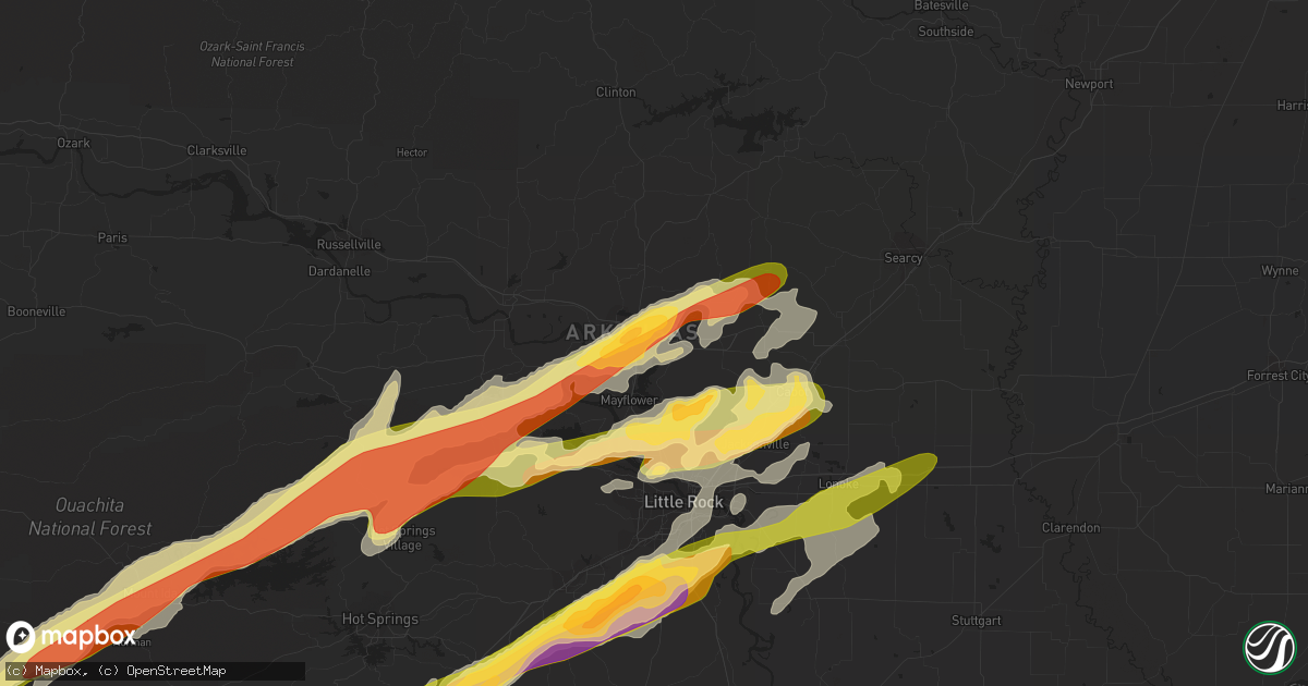 Hail map in Conway, AR on March 13, 2016