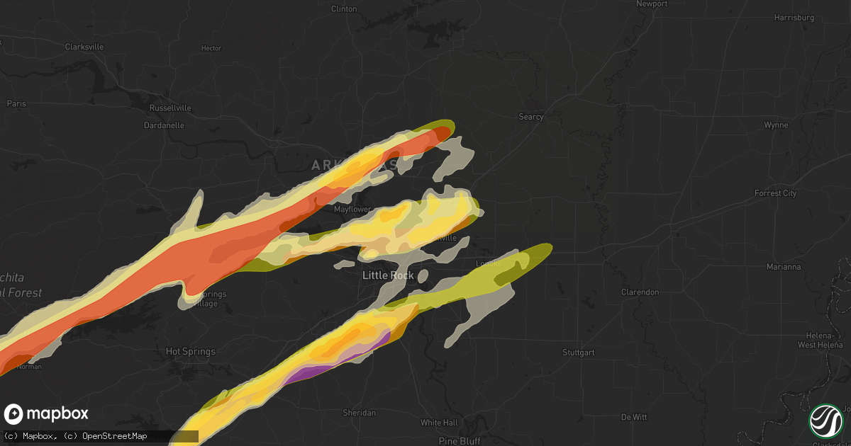 Hail map in Jacksonville, AR on March 13, 2016