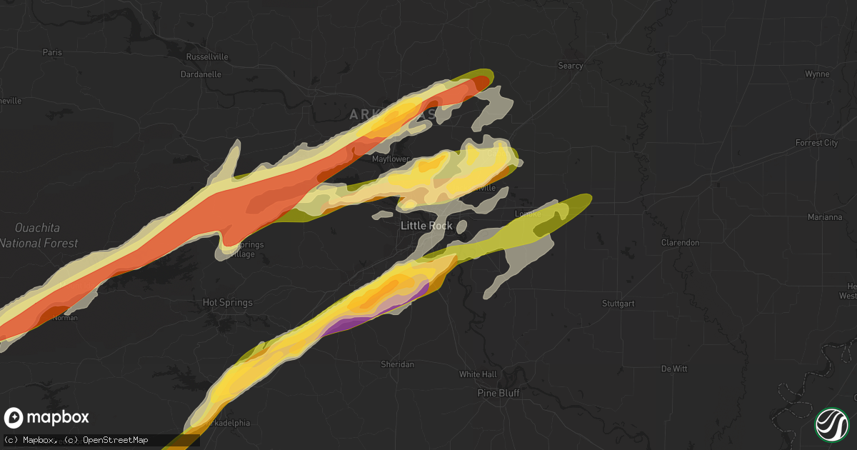 Hail map in Little Rock, AR on March 13, 2016