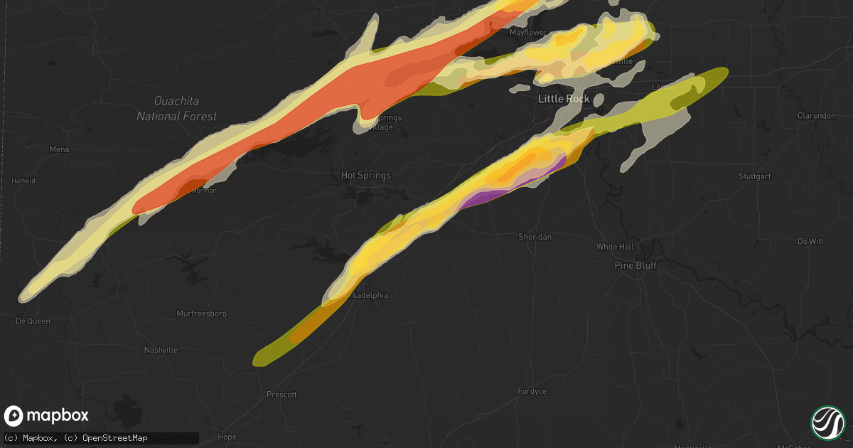 Hail map in Malvern, AR on March 13, 2016