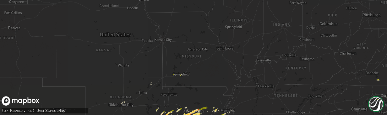 Hail map in Missouri on March 13, 2016