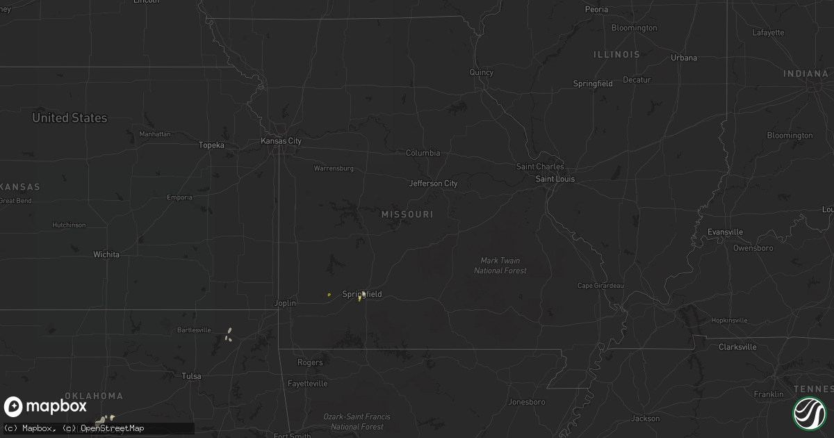 Hail map in Missouri on March 13, 2016