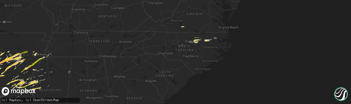 Hail map in North Carolina on March 13, 2016