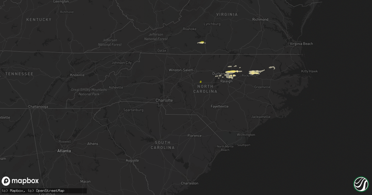 Hail map in North Carolina on March 13, 2016