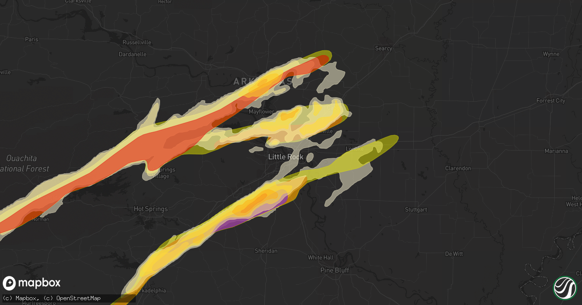 Hail map in North Little Rock, AR on March 13, 2016