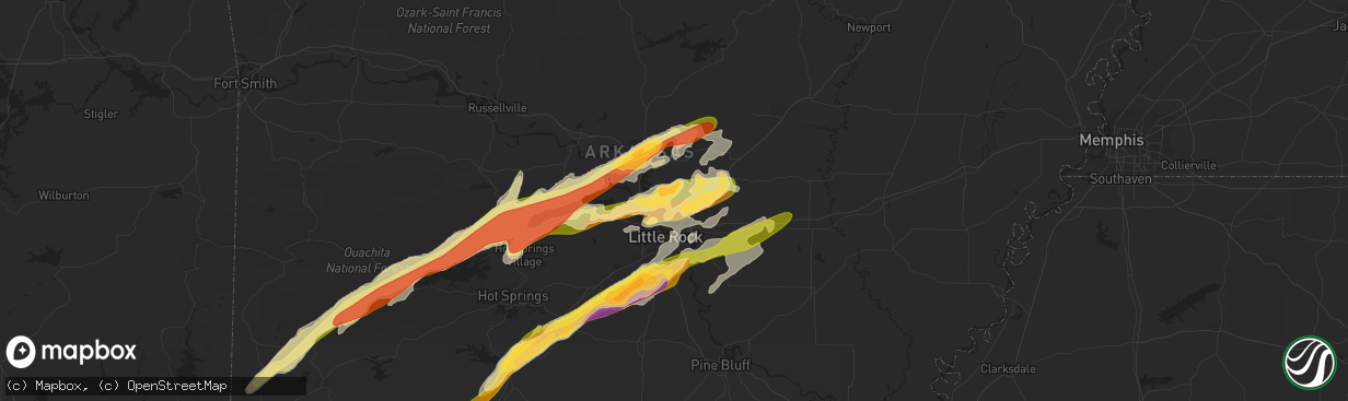 Hail map in Sherwood, AR on March 13, 2016