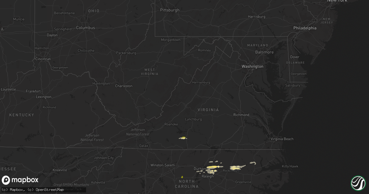 Hail map in Virginia on March 13, 2016