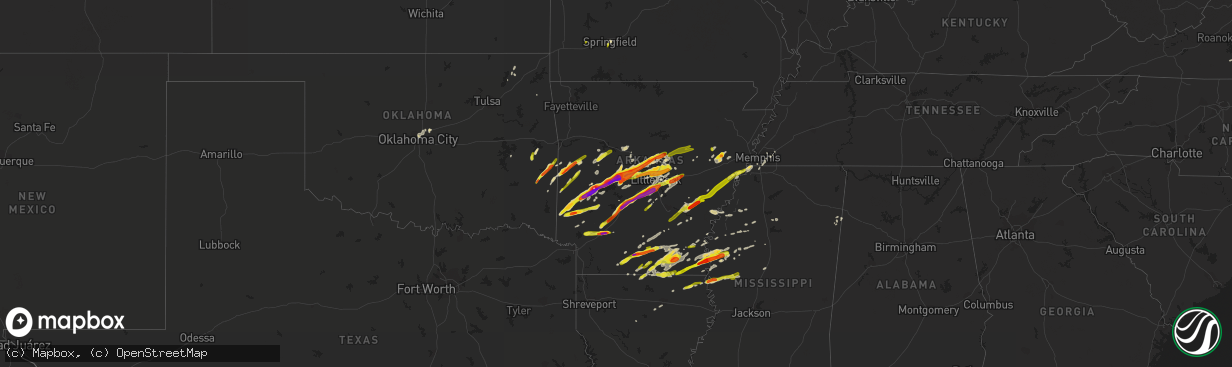 Hail map on March 13, 2016