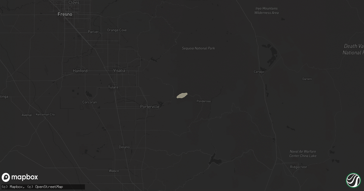 Hail map in Springville, CA on March 13, 2018