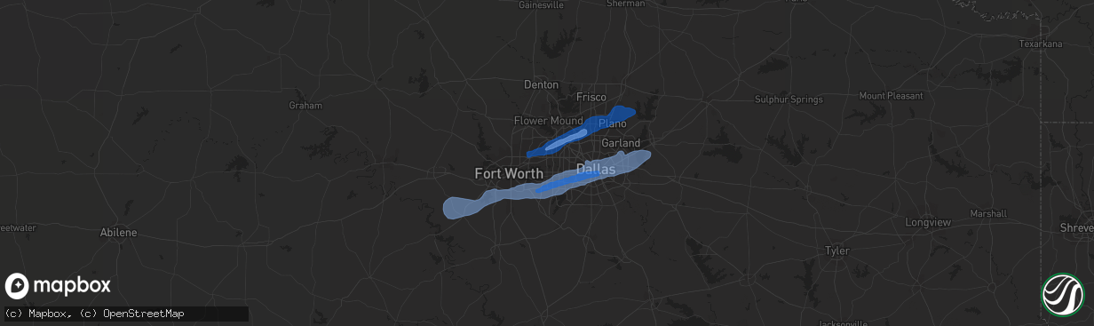 Hail map in Allen, TX on March 13, 2019