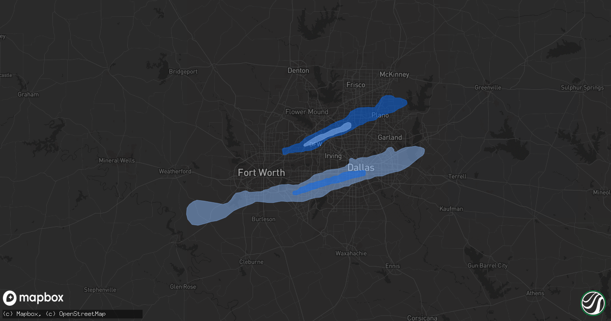 Hail map in Dallas, TX on March 13, 2019