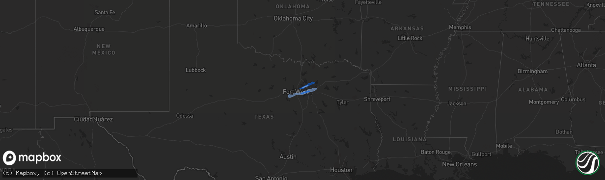 Hail map in Texas on March 13, 2019