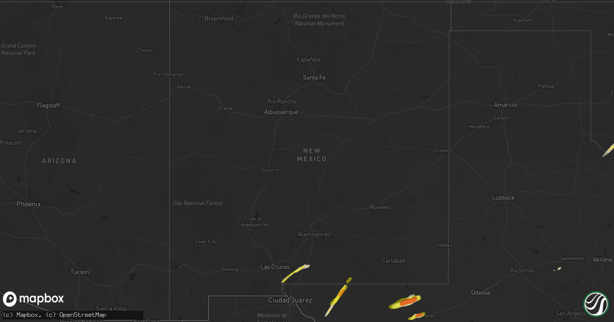Hail map in New Mexico on March 13, 2020