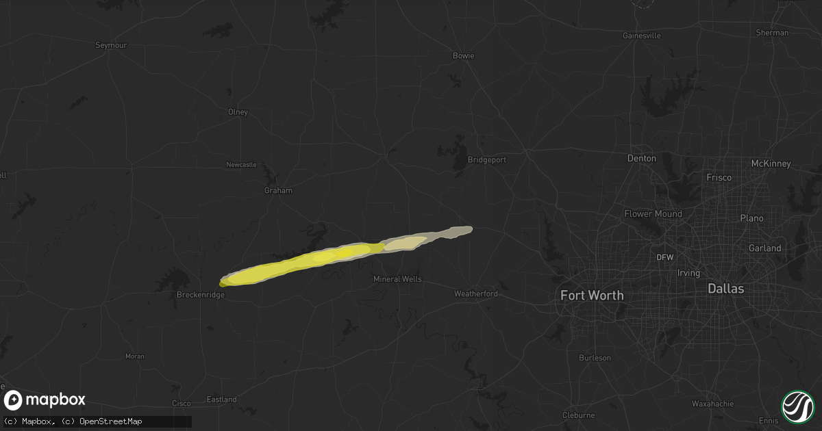 Hail map in Perrin, TX on March 13, 2020