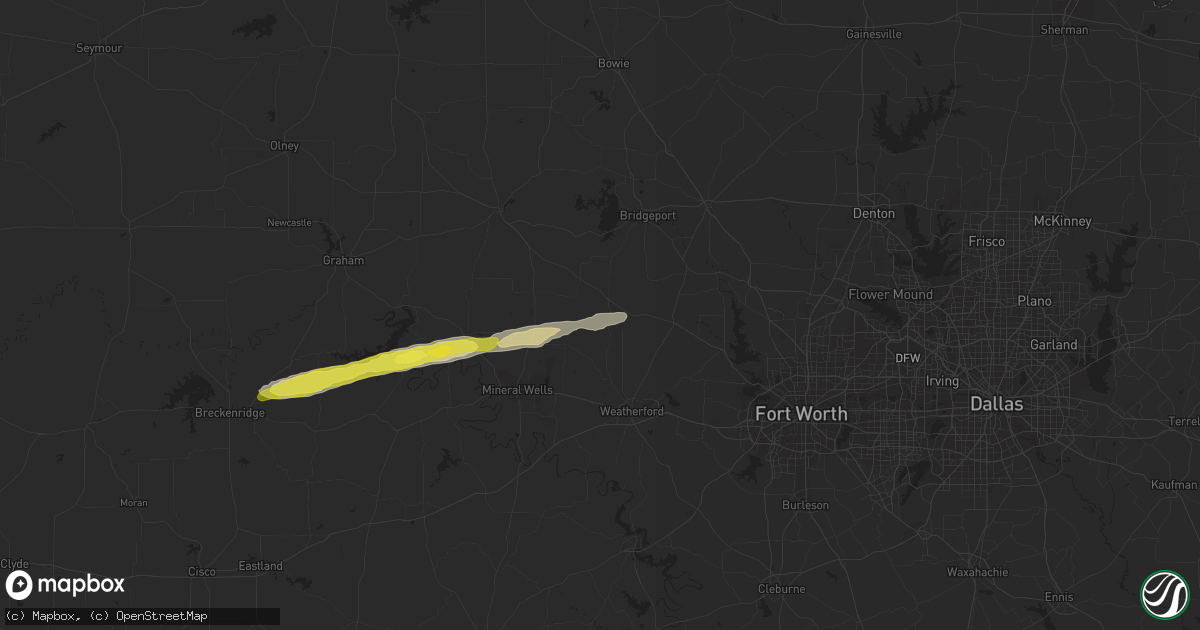 Hail map in Poolville, TX on March 13, 2020