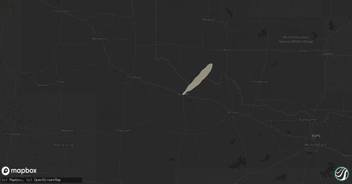 Hail map in Quanah, TX on March 13, 2020