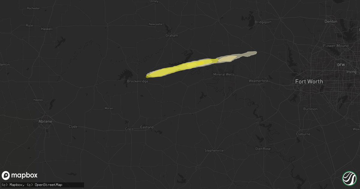 Hail map in Strawn, TX on March 13, 2020
