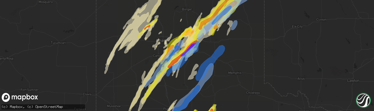 Hail map in Claude, TX on March 13, 2021