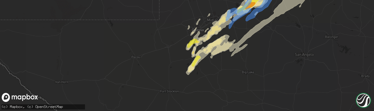 Hail map in Crane, TX on March 13, 2021