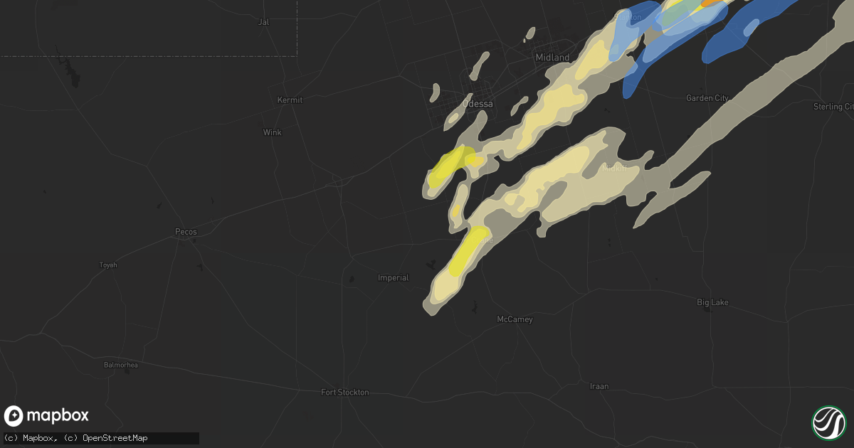 Hail map in Crane, TX on March 13, 2021