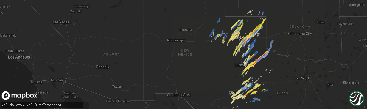 Hail map in New Mexico on March 13, 2021