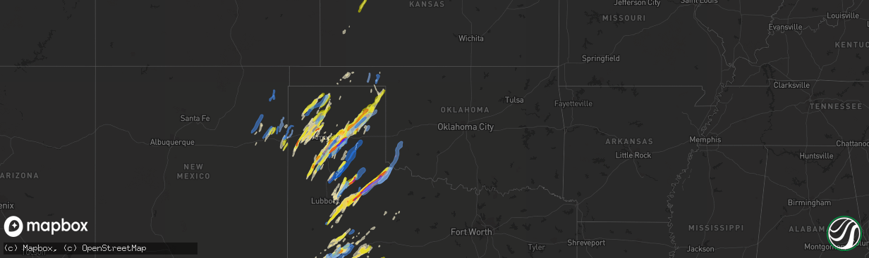 Hail map in Oklahoma on March 13, 2021