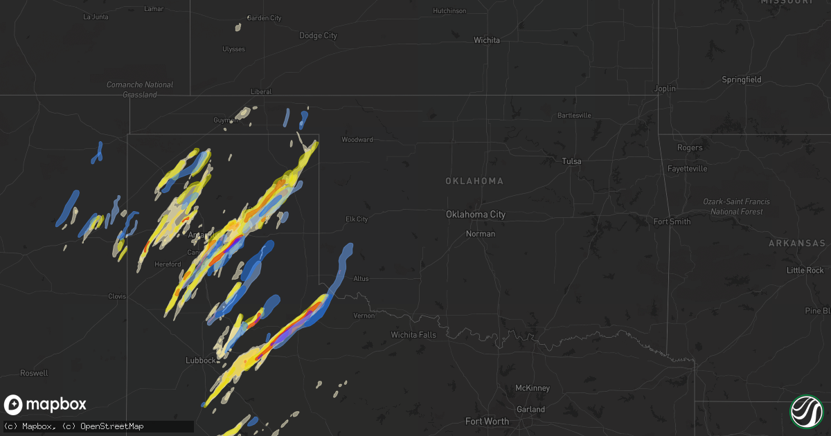 Hail map in Oklahoma on March 13, 2021