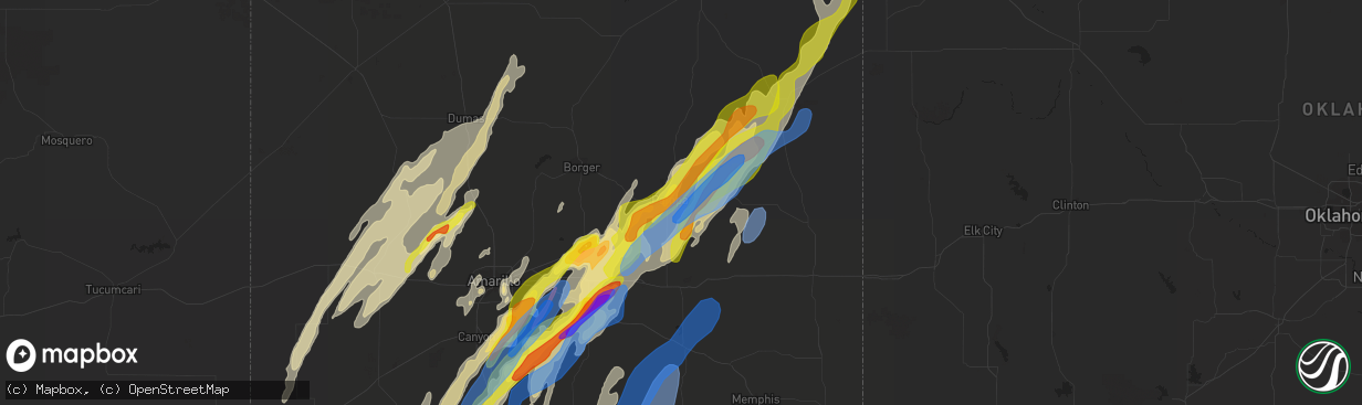 Hail map in Pampa, TX on March 13, 2021