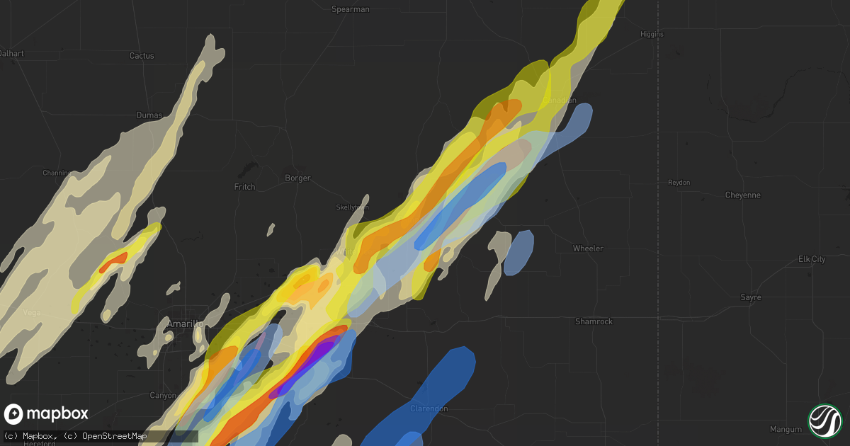 Hail map in Pampa, TX on March 13, 2021
