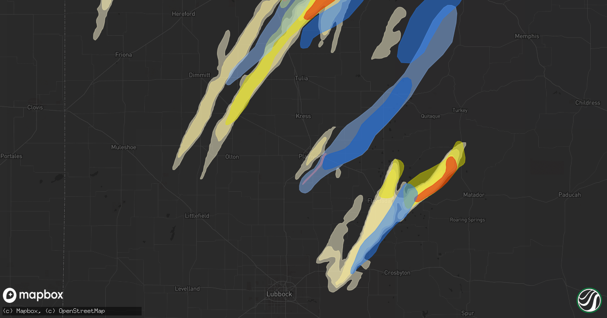 Hail map in Plainview, TX on March 13, 2021