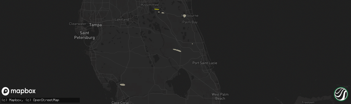 Hail map in Okeechobee, FL on March 13, 2023