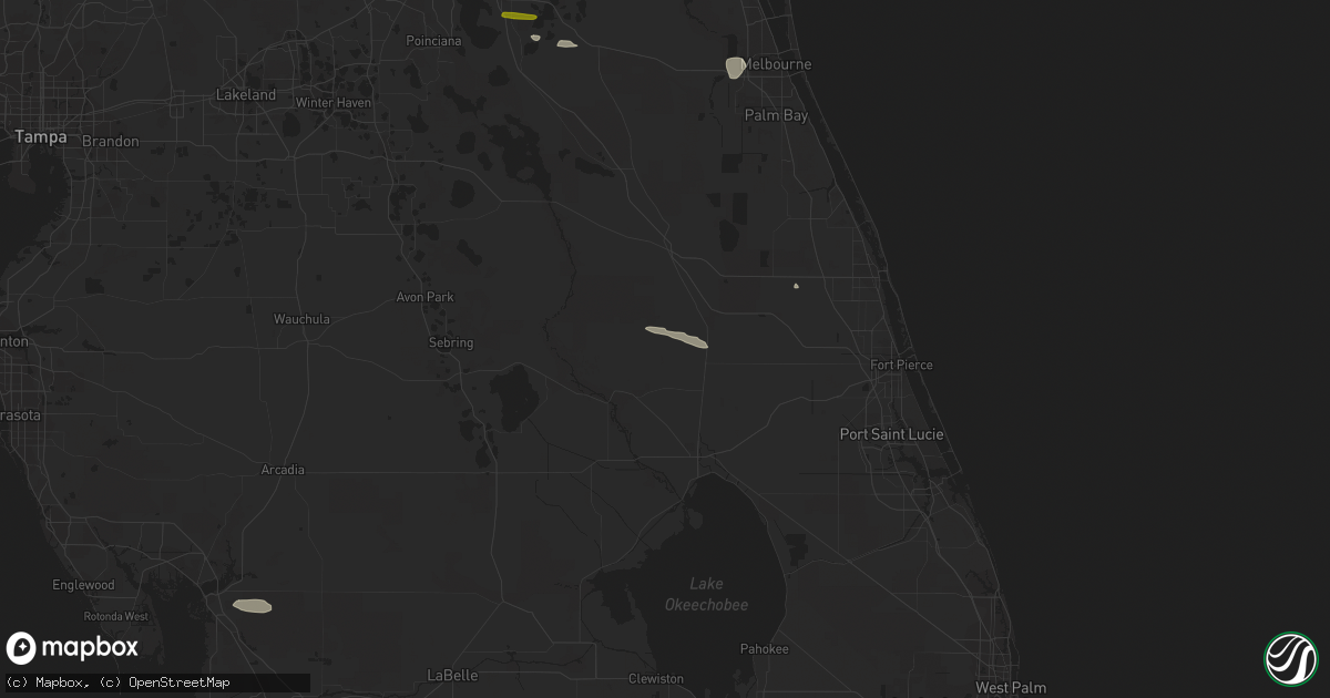 Hail map in Okeechobee, FL on March 13, 2023