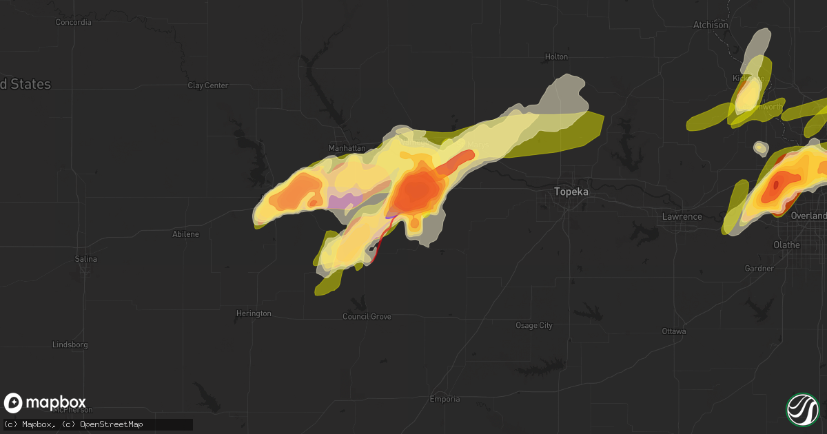 Hail map in Alma, KS on March 13, 2024