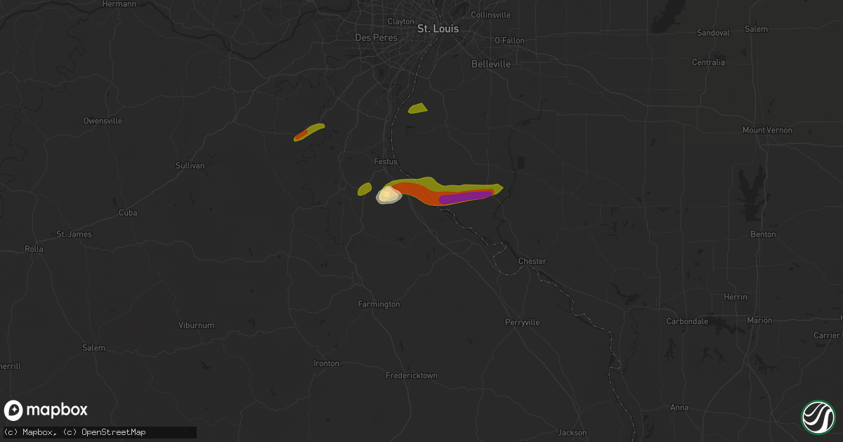Hail map in Bloomsdale, MO on March 13, 2024