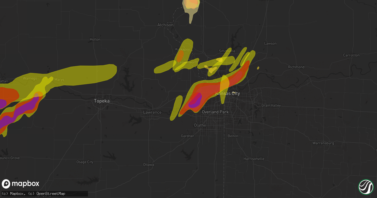 Hail map in Bonner Springs, KS on March 13, 2024