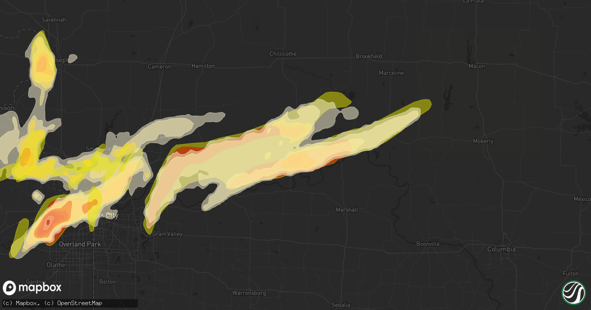 Hail map in Carrollton, MO on March 13, 2024