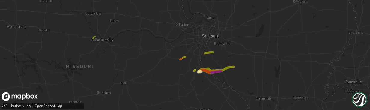 Hail map in Cedar Hill, MO on March 13, 2024