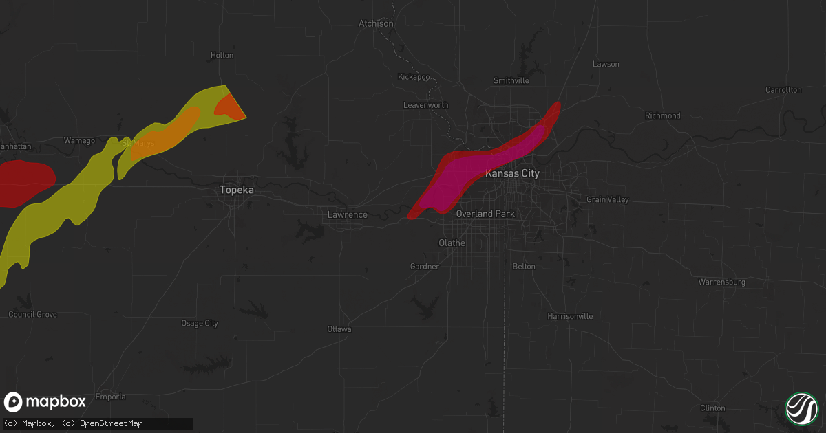 Hail map in De Soto, KS on March 13, 2024