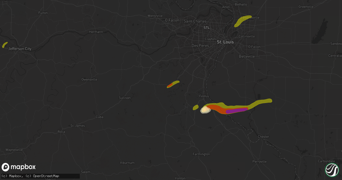 Hail map in Dittmer, MO on March 13, 2024