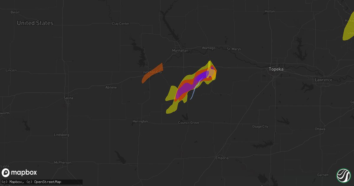 Hail map in Dwight, KS on March 13, 2024